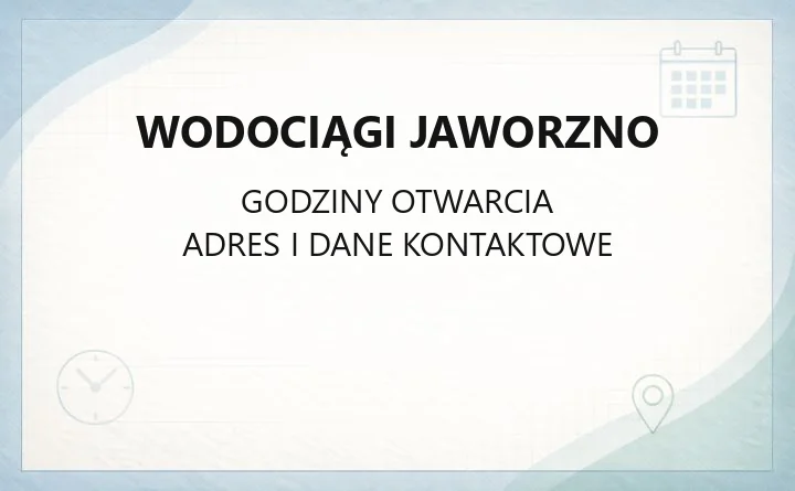 Wodociągi Jaworzno - kontakt, godziny, informacje