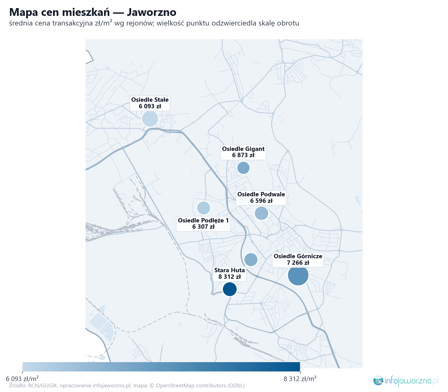 Mapa cen mieszkań - Jaworzno