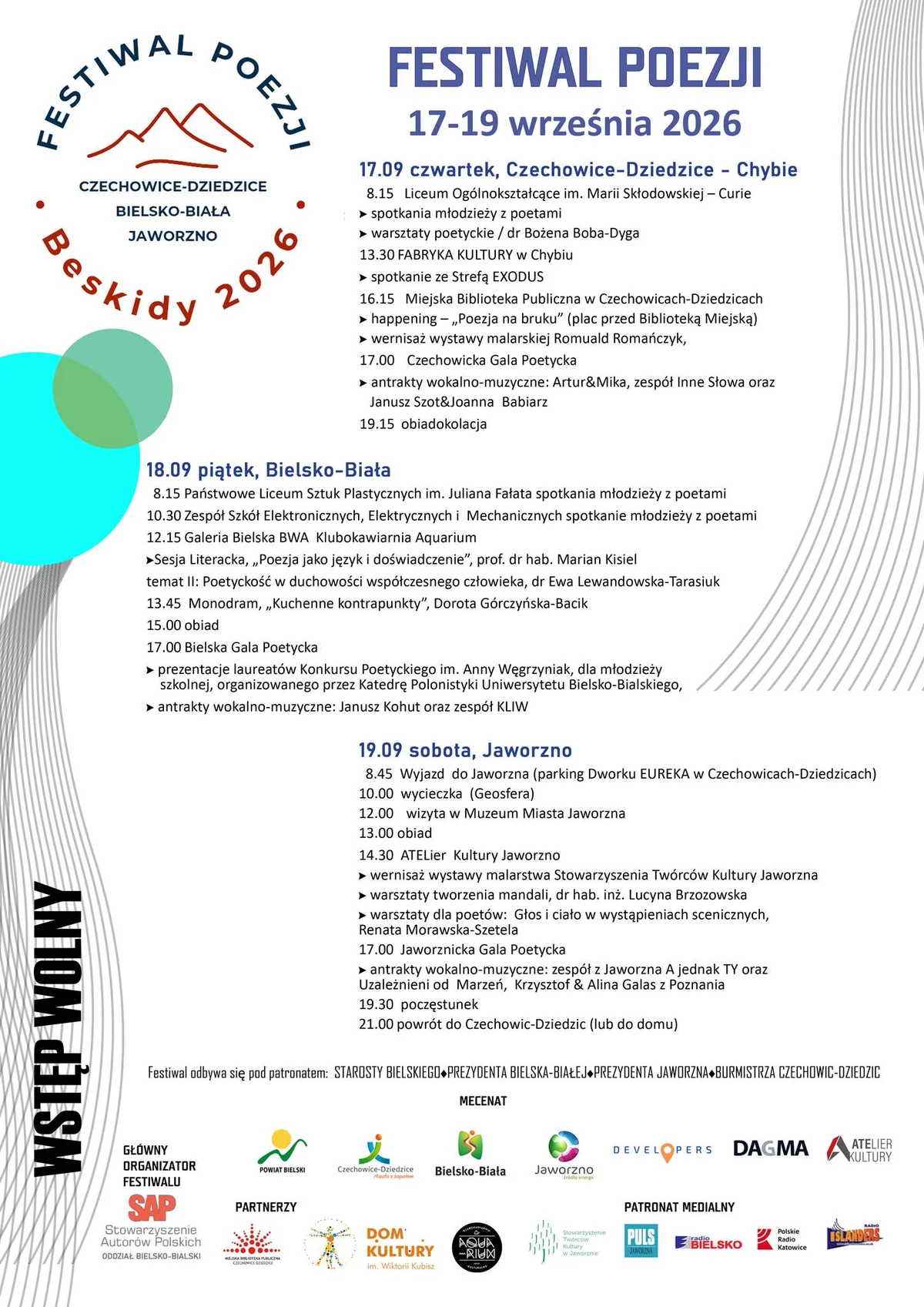 Grafika promocyjna wydarzenia Festiwal Poezji Beskidy 2026 w Jaworznie