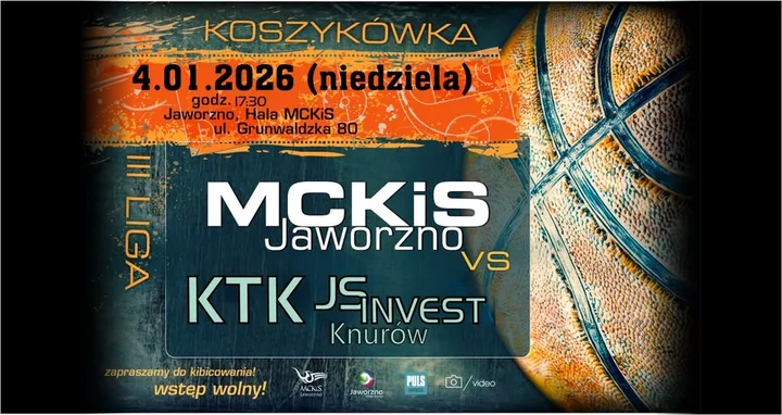 Grafika promocyjna wydarzenia Mecz III Ligi Koszykówki: MCKiS Jaworzno vs KTK JS Invest Knurów