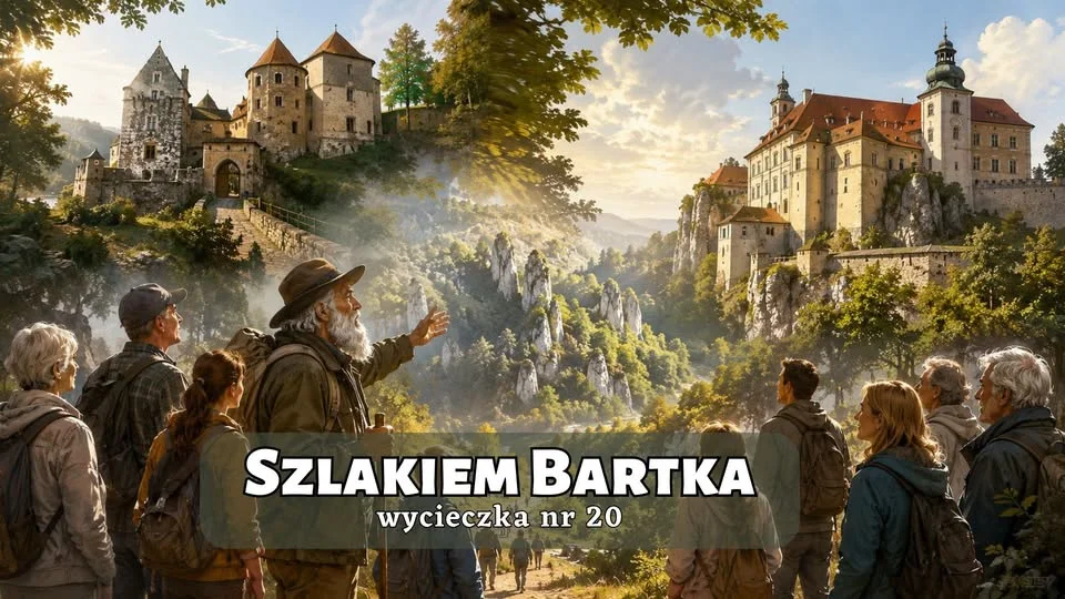 Grafika promocyjna wydarzenia Szlakiem Bartka – wycieczka nr 20: zamki Jury