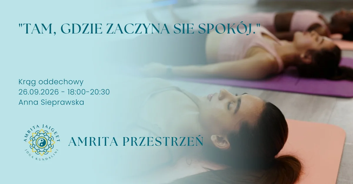 Grafika promocyjna wydarzenia Tam, gdzie zaczyna się spokój – warsztat oddechowy