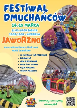 Grafika promocyjna wydarzenia Festiwal Dmuchańców Jaworzno — rodzinny dzień pełen zabawy