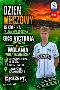 Grafika promocyjna wydarzenia Mecz GKS Victoria Jaworzno – Wolania Wola Rzędzińska