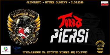 Grafika promocyjna wydarzenia Motoserce Jaworzno 2026 — koncerty Turbo i Piersi na Rynku