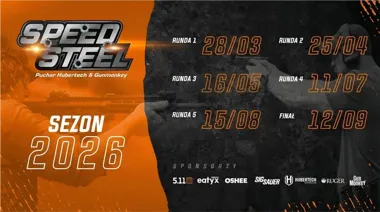 Grafika promocyjna wydarzenia Speed Steel 2026 Runda 2 w Jaworznie – turniej o Puchar Hubertech&GunMonkey