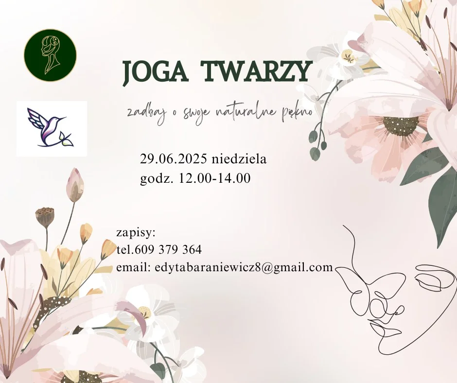 Grafika promocyjna wydarzenia Warsztaty jogi twarzy w Jaworznie – naturalna pielęgnacja urody