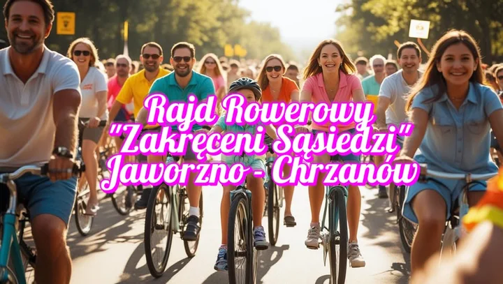 Obrazek przedstawia grafikę promocyjną wydarzenia Rajd rowerowy Jaworzno–Chrzanów: trasy rodzinne i rywalizacja