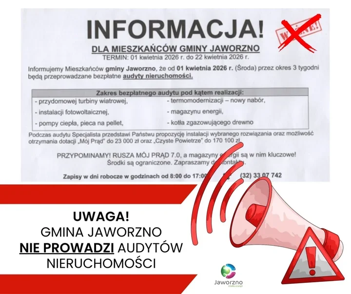 Jaworzno ostrzega przed pismami o audytach posesji, urząd nie ma z nimi związku